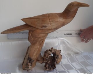 Vintage GIANT RAVEN, Wood Sculpture 50cm - Image 6