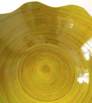 Lacquer Spun Bamboo Waves Salad Bowl and Servers - Image 2