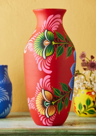 Handpainted Terracotta Sunflower Vase, 35.5cm