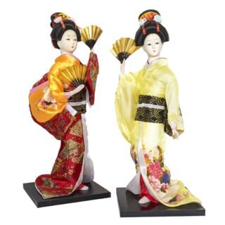 Hand-crafted Japanese Lady in Yellow/Gold Doll, 31cm