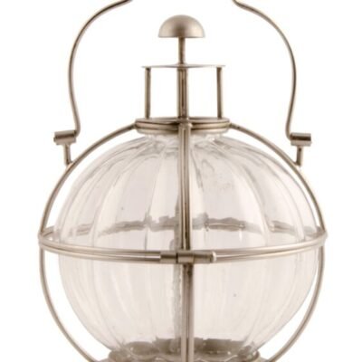 Glass Ball Lantern in Silver Finish Holder