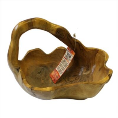 Large Teak Back Handle Bowl, 30cm