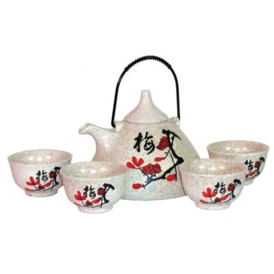 Plum Blossom Speckled Oriental Porcelain Teaset