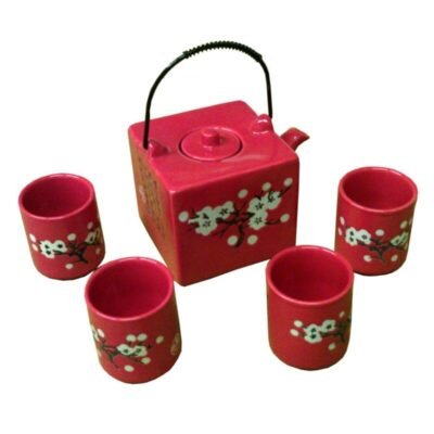 Red Square Cherry Oriental Porcelain Teaset