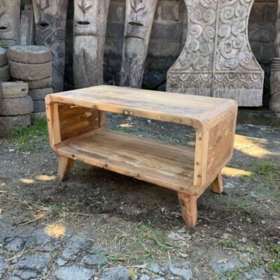 Small Rounded Coffee Table, Recycled Wood