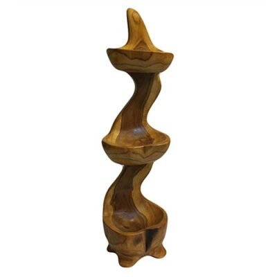Teak Three Bowl Standing, 50cm