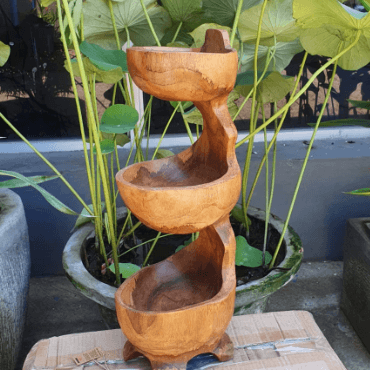 Teak Three Bowl Standing, 50cm